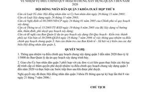 Nghị quyết 06/2006/NQ-HĐND nhiệm vụ điều chỉnh quy hoạch chung xây dựng quận 3 đến năm 2020
