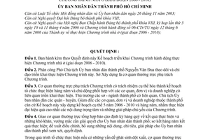 Quyết định 114/2006/QĐ-UBND Kế hoạch triển khai hành động thực hiện Chương trình nhà ở 2006 - 2010