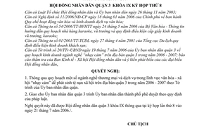 Nghị quyết 04/2006/NQ-HĐND quy hoạch kinh doanh ngành nghề “nhạy cảm” trên địa bàn quận 3 trong năm 2006 - 2007