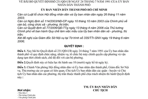 Quyết định 111/2006/QĐ-UBND chức năng, nhiệm vụ, tổ chức chính quyền cấp phường vận dụng tạm thời chính sách, chế độ cán bộ bãi bỏ  231/QĐ-UB