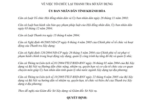 Quyết định 59/2006/QĐ-UBND tổ chức lại Thanh tra Sở Xây dựng Khánh Hòa