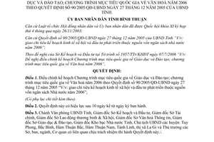 Quyết định 60/2006/QĐ-UBND Điều chỉnh Chương trình Giáo dục Đào tạo văn hoá 2006 Bình Thuận