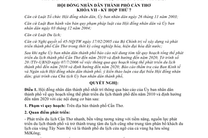 Nghị quyết 67/2006/NQ-HĐND quy hoạch tổng thể phát triển du lịch Cần Thơ