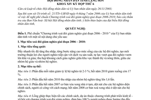 Nghị quyết 58/2006/NQ-HĐND chương trình xoá đói giảm nghèo Lạng Sơn