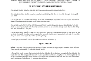 Quyết định 60/2006/QĐ-UBND chức năng nhiệm vụ quyền hạn cơ cấu tổ chức Phòng giáo dục Khánh Hòa