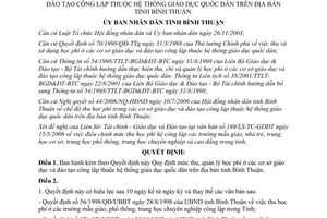 Quyết định 62/2006/QĐ-UBND mức thu quản lý học phí cơ sở giáo dục công lập Bình Thuận