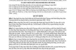 Quyết định 115/2006/QĐ-UBND Kế hoạch triển khai Chương trình hành động thực hiện hỗ trợ chuyển dịch cơ cấu kinh tế