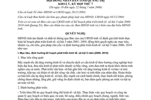 Nghị quyết 7.3/2006/NQ-HĐND kế hoạch phát triển kinh tế xã hội 2006 2010 Quảng Trị