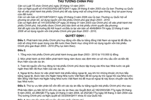 Quyết định 171/2006/QĐ-TTg phát hành sử dụng trái phiếu Chính phủ 2003-2010