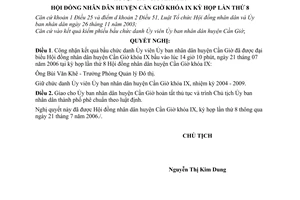 Nghị quyết 45/2006/NQ-HĐND công nhận kết quả bầu cử chức danh Ủy viên Ủy ban nhân dân huyện Cần Giờ khóa IX
