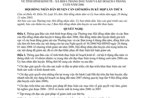 Nghị quyết 41/2006/NQ-HĐND tình hình kinh tế - xã hội 6 tháng đầu năm và kế hoạch 6 tháng cuối năm 2006