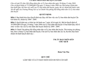 Quyết định 25/2006/QĐ-UBND Quy chế làm việc Ủy ban nhân dân huyện Cần Giờ