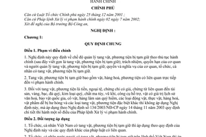 Nghị định 70/2006/NĐ-CP quản lý tang vật, phương tiện bị tạm giữ theo thủ tục hành chính
