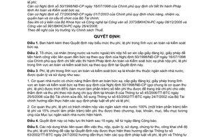 Quyết định 38/2006/QĐ-BTC mức thu, chế độ thu, nộp, quản lý sử dụng phí, lệ phí an toàn kiểm soát bức xạ