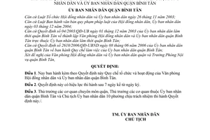 Quyết định 3263/2006/QĐ-UBND quy chế tổ chức hoạt động Văn phòng Hội đồng nhân dân,Ủy ban nhân dân quận Bình Tân