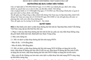 Quyết định 26/2006/QĐ-BBCVT cước dịch vụ điện thoại đường dài liên tỉnh Tập đoàn Bưu chính Viễn thông Việt Nam cung cấp