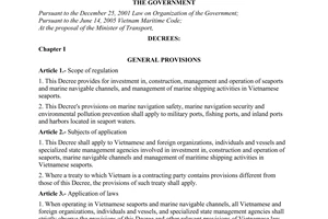 Decree of Government No. 71/2006/ND-CP of July 25, 2006 on management of seaports and marine navigable channels