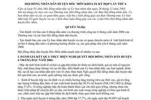 Nghị quyết 03/2006/NQ-HĐND nhiệm vụ kinh tế - xã hội 6 tháng cuối năm 2006