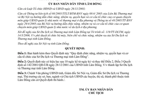 Quyết định 46/2006/QĐ-UBND chức năng nhiệm vụ quyền hạn Sở Du lịch Thương mại Lâm Đồng