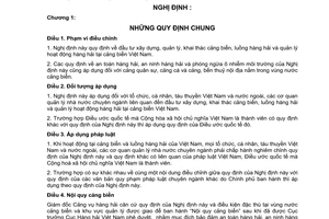 Nghị định 71/2006/NĐ-CP quản lý cảng biển luồng hàng hải