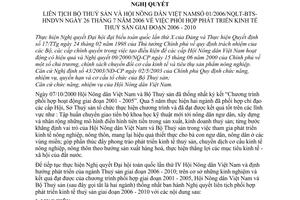 Nghị quyết liên tịch 01/2006/NQLT-BTS-HNDVN phối hợp phát triển kinh tế thuỷ sản giai đoạn 2006 - 2010