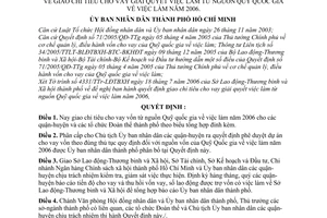 Quyết định 118/2006/QĐ-UBND giao chỉ tiêu cho vay giải quyết việc làm từ nguồn Quỹ quốc gia việc làm 2006