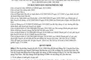 Quyết định 122/2006/QĐ-UBND phê duyệt Quy hoạch chi tiết Khu đô thị mới Đặng Xá 2, huyện Gia Lâm, Hà Nội