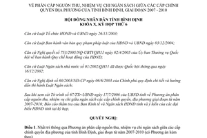 Nghị quyết 02/2006/NQ-HĐND phân cấp nguồn thu nhiệm vụ chi ngân sách Bình Định