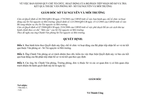 Quyết định 98/QĐ-STNMT Quy chế tổ chức hoạt động của Bộ phận tiếp nhận