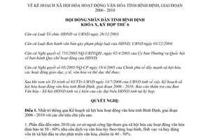 Nghị quyết 09/2006/NQ-HĐND xã hội hóa hoạt động văn hóa Bình Định 2006 2010