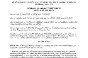 Nghị quyết 10/2006/NQ-HĐND Kế hoạch xã hội hóa hoạt động thể dục thể thao Bình Định 2006 2010