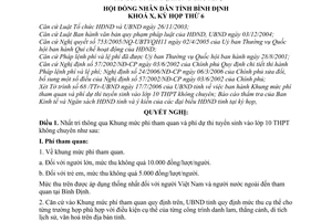 Nghị quyết 05/2006/NQ-HĐND khung mức phí tham quan phí dự thi tuyển sinh vào lớp 10 trung học phổ thông