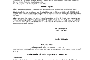 Quyết định 2626/QĐ-BYT “Hướng dẫn chẩn đoán và điều trị xơ hoá cơ Delta”