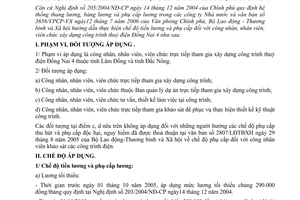 Thông tư 08/2006/TT-BLĐTBXH thực hiện chế độ tiền lương phụ cấp lương công nhân, nhân viên, viên chức xây dựng công trình thuỷ điện Đồng Nai 4