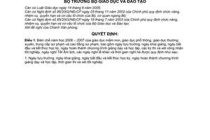 Quyết định 31/2006/QĐ-BGDĐT biên chế 2006-2007 giáo dục mầm non,phổ thông,thường xuyên, trung cấp,cao đẳng sư phạm