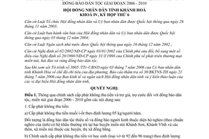 Nghị quyết 22/2006/NQ-HĐND bán hàng chính sách xã hội