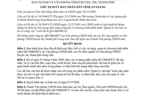 Quyết định 1437/QĐ-UBND năm 2006 phần mềm Quản lý văn bản và hồ sơ công việc