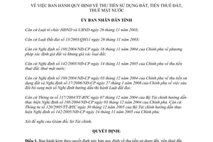 Quyết định 15/2006/QĐ-UBND Quy định thu tiền sử dụng thuê đất mặt nước