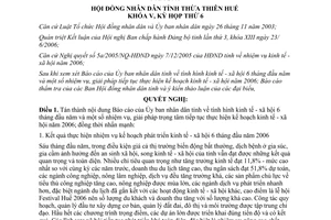 Nghị quyết 6c/2006/NQ-HĐND nhiệm vụ phát triển kinh tế xã hội 2006 2010 Thừa Thiên Huế
