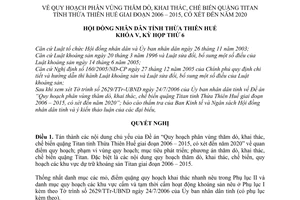 Nghị quyết 6g/2006/NQ-HĐNĐ Quy hoạch phân vùng thăm dò, khai thác, chế biến