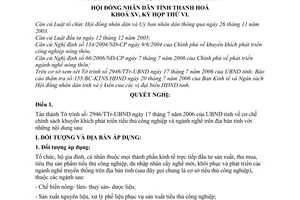 Nghị quyết 48/2006/NQ-HĐND cơ chế chính sách khuyến khích phát triển tiểu thủ