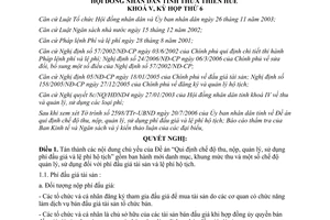 Nghị quyết 6b/2006/NQ-HĐND Huế về phí đấu giá tài sản và lệ phí hộ tịch