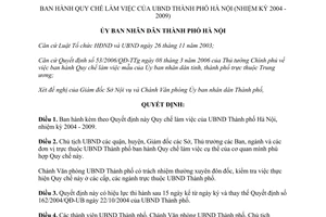 Quyết định 126/2006/QĐ-UBND Quy chế làm việc Ủy ban nhân dân Thành phố Hà Nội