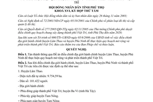 Nghị quyết 75/2006/NQ-HĐND điều chỉnh địa giới hành chính mở rộng phát triển Việt Trì Phú Thọ