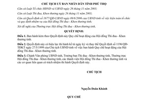 Quyết định 2178/2006/QĐ-UBND Quy chế hoạt động Hội đồng Thi đua Khen thưởng Phú Thọ