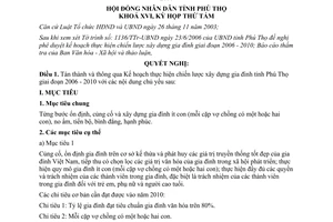 Nghị quyết 77/2006/NQ-HĐND chiến lược xây dựng gia đình 2006 2010 Phú Thọ