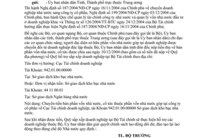 Công văn 9391/BTC-TCDN chuyển tiền thu từ cổ phần hóa DNNN về Quỹ Trung ương