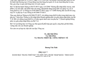 Công văn 5800/BYT-TB-CT không phải xin giấy phép nhập khẩu trang thiết bị y tế