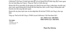 Công văn 2850/TCT-PCCS chính sách thuế khoản hỗ trợ từ nhà cung cấp ở nước ngoài cho hoạt động của Công t