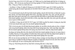 Công văn 2855/TCT-PCCS chứng từ, kê khai… tài sản của Hợp tác xã Công nghiệp 23-9 khi chuyển thành Công ty cổ phần